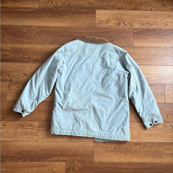 Vintage LL Bean Chore Coat Jacket Womens Medium Canvas Barn Blue Corduroy Collar - Picture 6 of 6